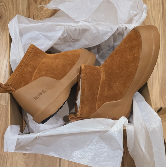 Moon Boot Luna Low Suede Boot Moon Boot Luna Suede Boot Low Cognac Tan - Picture 10 of 13